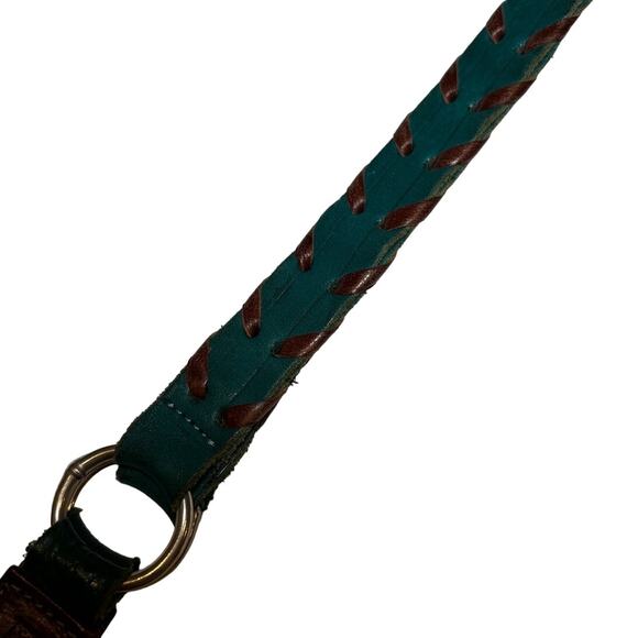 Leaders in Leather Hand-tooled Brown Leather Medium Sz Shoulder Satchel Handbag - Picture 5 of 8